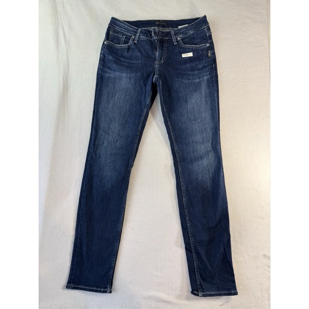 Silver Jeans Co Boyfriend Straight Leg Distressed Blue Denim W27 L29